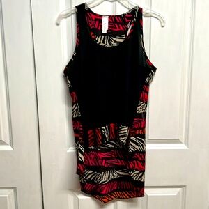 Topia Black Multi Color Zebra Print Racer Back High Low Tank Top Size M